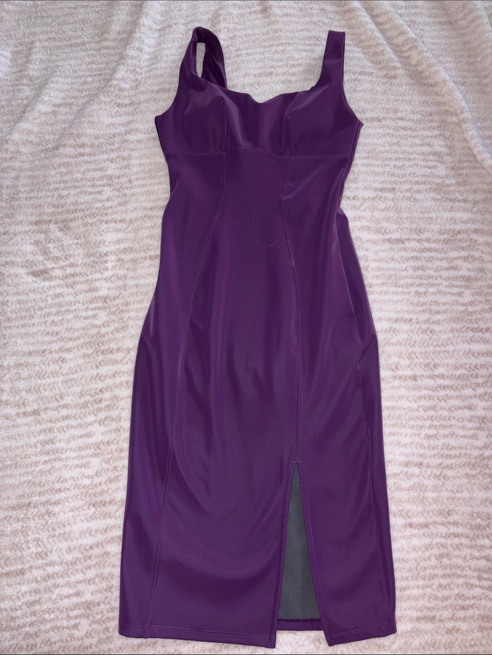 Sculpted Purple Midi Dress with Front Slit